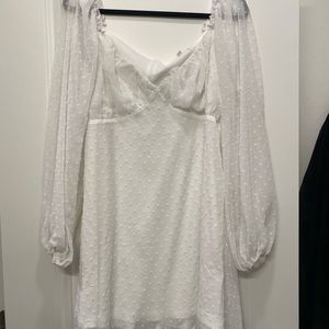 White Dotted Fabric Dress